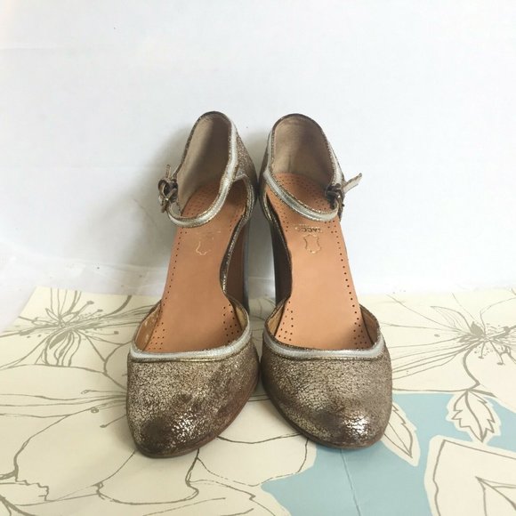 Gold Leather Mary Janes, Block Heel Wedding Shoes - Etsy J Crew Gold Mary Jane Heeled Pump - Size 9.5 M